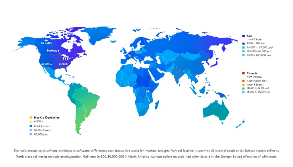 Geografiske forskelle i løn for softwareudviklere.