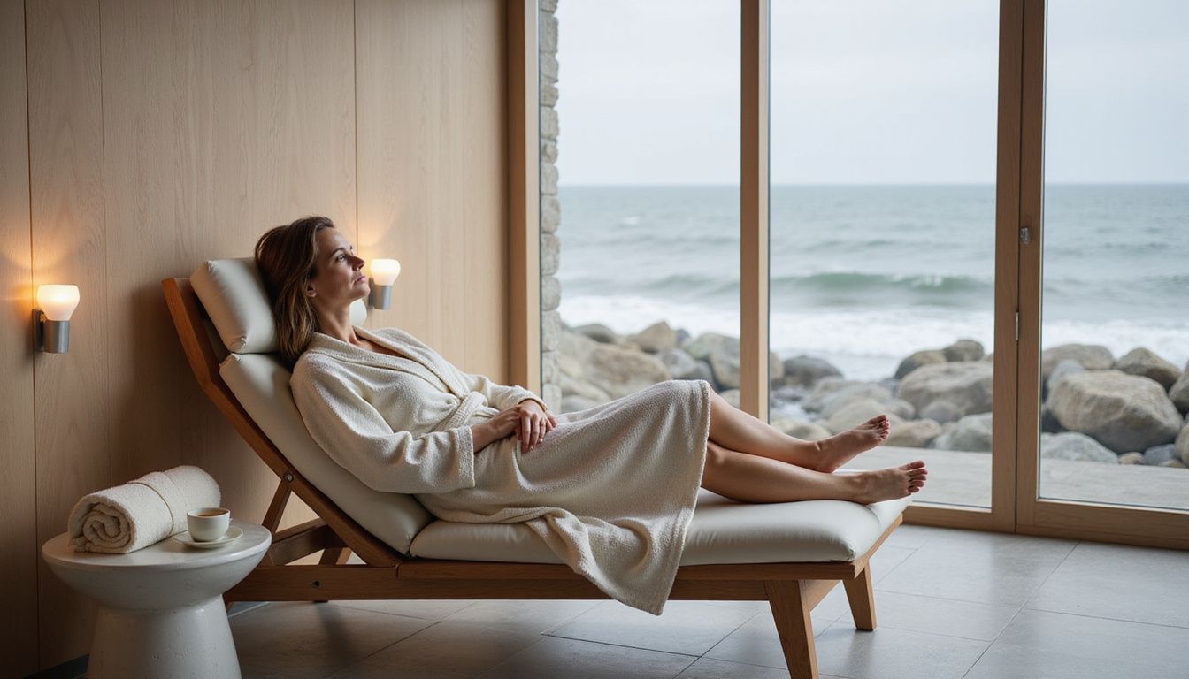Kvinde slapper af i spa med udsigt over havet ved Marienlyst.